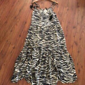 NWT Spiaggia Dolce Zebra tassel maxi beach, coverup/dress size M